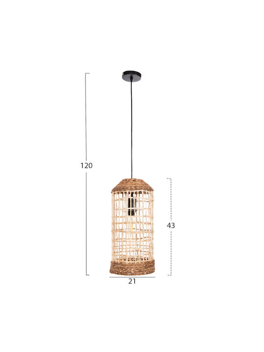 HomeMarkt Κρεμαστό Φωτιστικό Καφέ Boho Πλέγμα με Ντουί E14 21x43εκ.