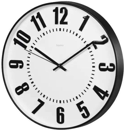 Wall Clock Hama "black Digits" Silent 35 Cm