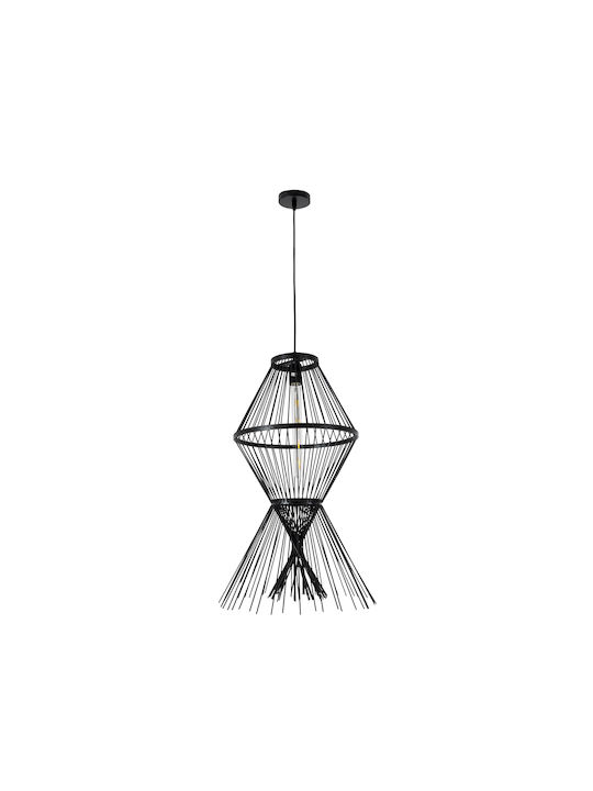 GloboStar Yoshi Deckenleuchte Schwarz Boho Raster mit Lampenbirnensockel E27 35x35x60cm