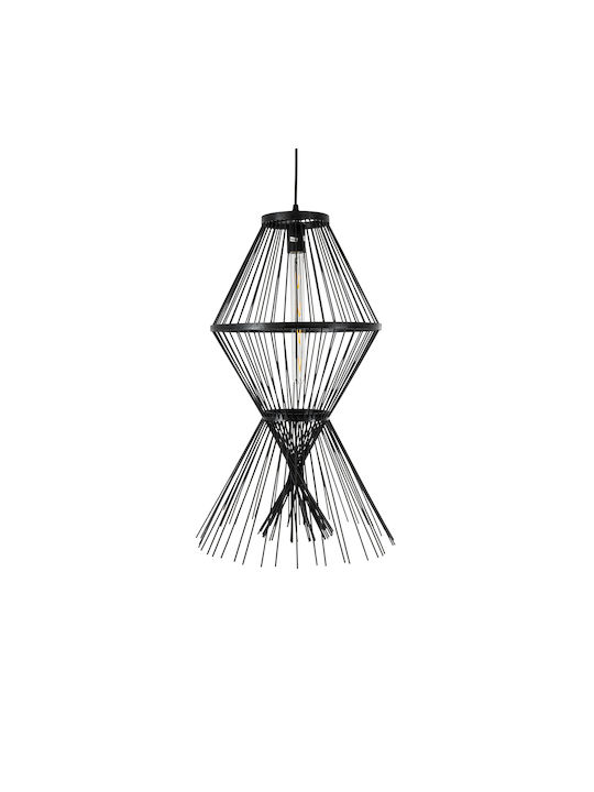 GloboStar Yoshi Deckenleuchte Schwarz Boho Raster mit Lampenbirnensockel E27 35x35x60cm