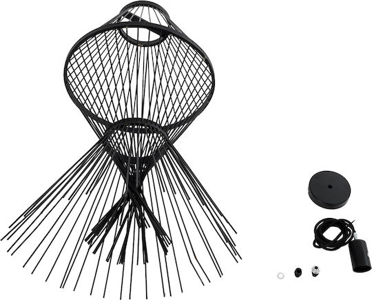 GloboStar Yoshi Ceiling Light Black Boho Grid with E27 Socket 35x35x60cm
