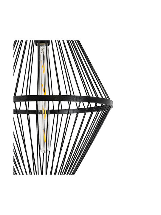 GloboStar Yoshi Deckenleuchte Schwarz Boho Raster mit Lampenbirnensockel E27 35x35x60cm