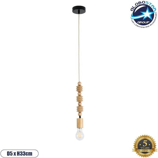 GloboStar Beads Висящо Тавано Осветително Тяло Бежово с Цокъл E27 5x5x33см