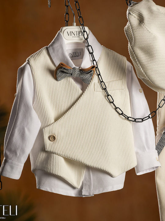 Baptism Suit for Boy Ecru-White 9302a Vinteli Vn-9302a