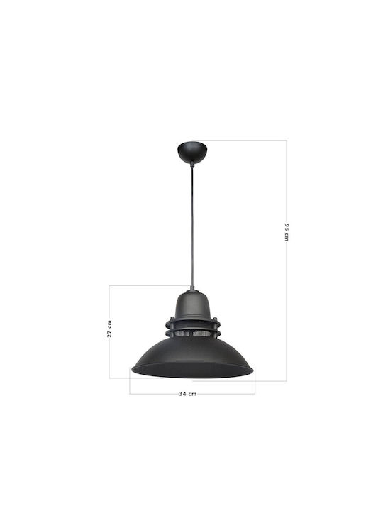Heronia Reglabil Lustră Negru cu Dulie E27