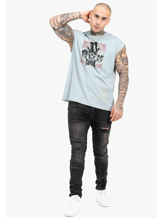 Bluse Grey/black/red
