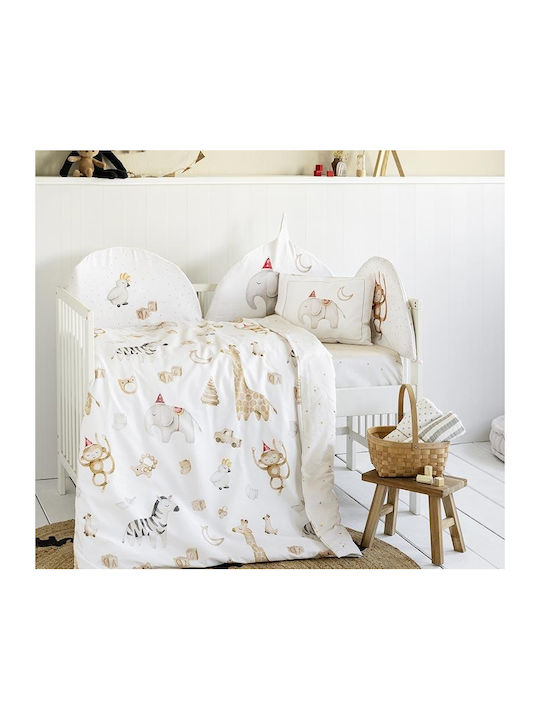 Nima Zoo Party Βρεφικό Κουβερλί Βαμβακερό Λευκό 100x140cm