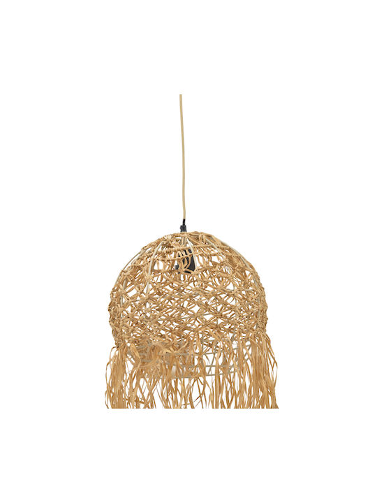 Inart Natural Κρεμαστό Φωτιστικό Μπεζ με Ντουί E27 38x38x110εκ.