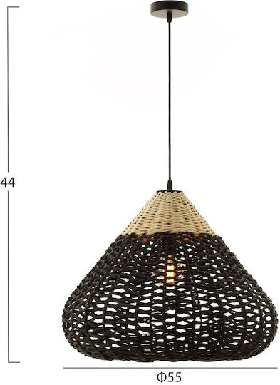 HomeMarkt Κρεμαστό Φωτιστικό Μπεζ με Σχοινί για Ντουί E27 55.5x55.5x44εκ.