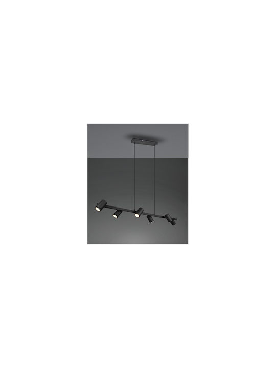 Trio Lighting Retro Marley Adjustable Pendant Light Black Rail with Socket GU10 115x20x150cm