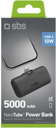 SBS BB5000PLUGCK Power Bank 5000mAh 12W Μαύρο