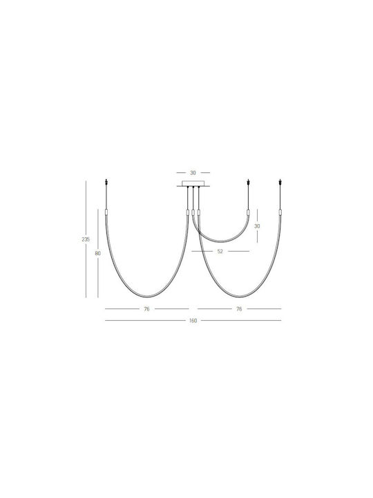 Zambelis Lights Регулируема Висящо Осветително Тяло Черен 160x80см.