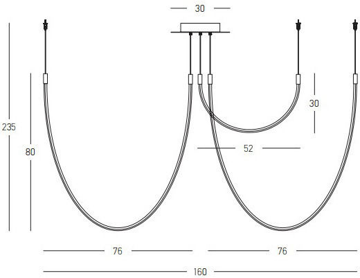 Zambelis Lights Verstellbar Hängelampe Schwarz 160x80cm.