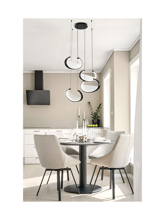 Viokef Adjustable Pendant Light Black LED with Warm White Light Rail 75x120cm