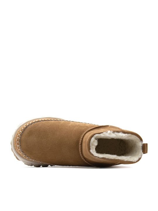 Venture Daze Ultra Mini Suede Women's Ankle Boots with Fur Tabac Brown