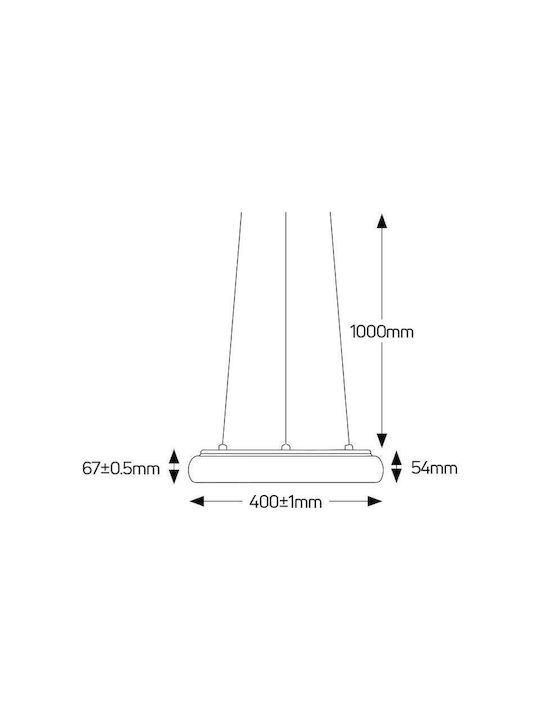 Geyer Κρεμαστό Φωτιστικό Μαύρο LED 40x6.7x100εκ.