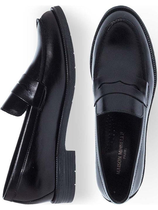 Leder Damen Mokassins in Schwarz Farbe