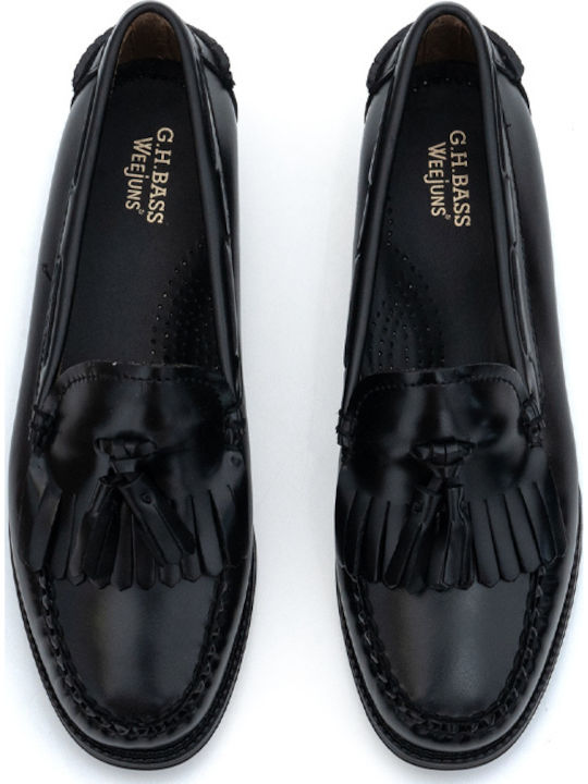 Leder Damen Loafers in Schwarz Farbe