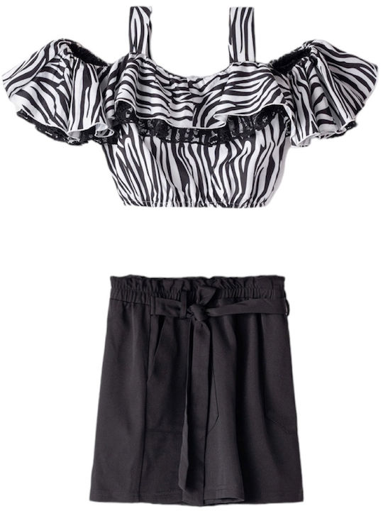 Evita Kids' Set with Shorts Summer 2pcs Black Zebra