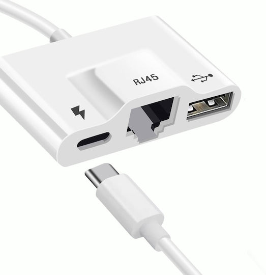 Usb-c To Ethernet Usb Usb-c Compact Plug Play Adapter White