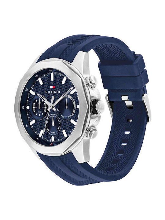 Tommy Hilfiger Lars Men's Watch 50mm Chronograph Battery with Blue Rubber Strap