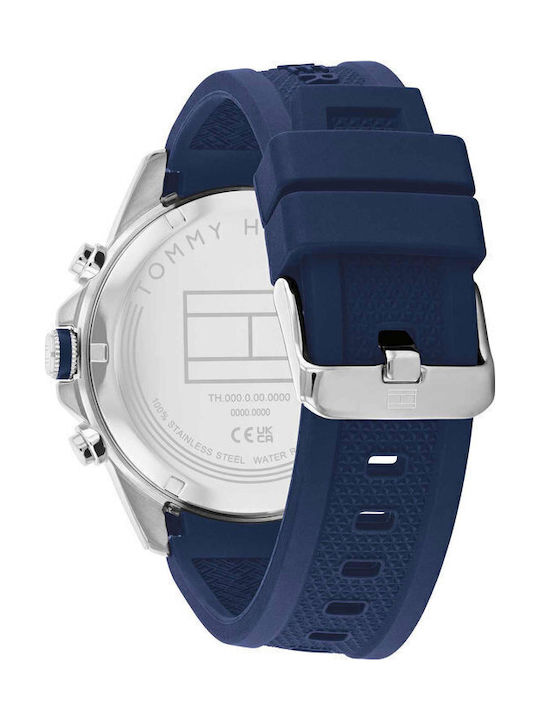 Tommy Hilfiger Lars Men's Watch 50mm Chronograph Battery with Blue Rubber Strap