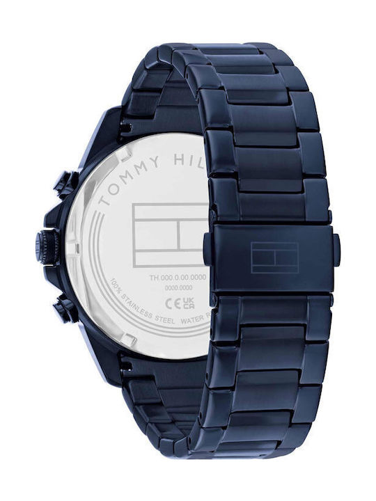 Tommy Hilfiger Men's Watch 46mm Chronograph Battery with Blue Metal Bracelet