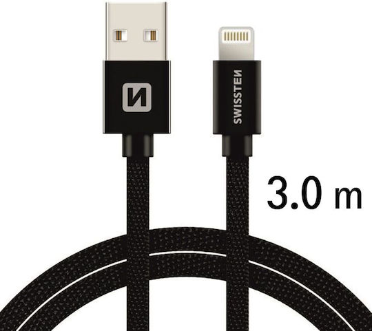 Swissten Geflochten USB-A zu Lightning Kabel Schwarz 3m (71527600)