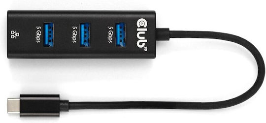 Club3D 3-Port USB 2.0 Hub with USB-C Connection Ethernet