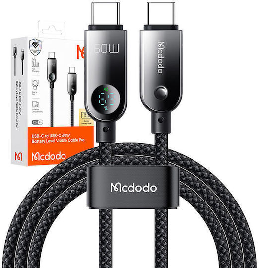 Mcdodo USB 2.0 Cable USB-C male - USB-C 60W Μαύρο 1.2m CA-4780