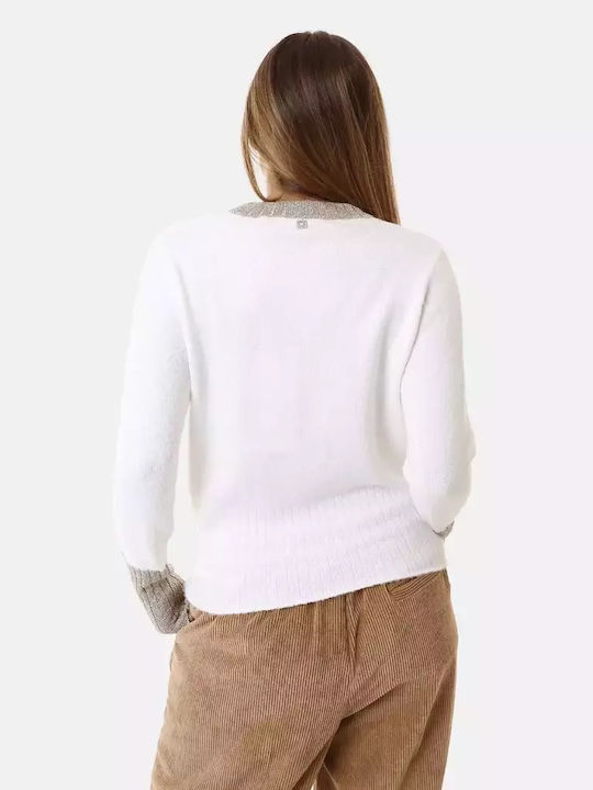 Damen Pullover White, Gold