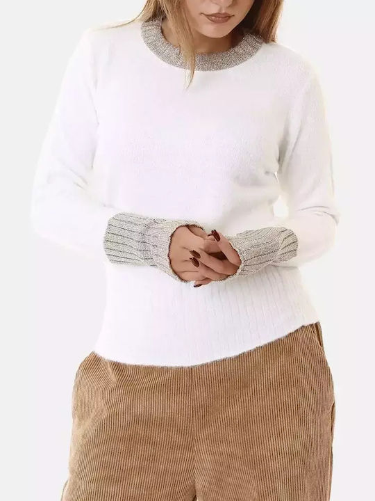 Damen Pullover White, Gold