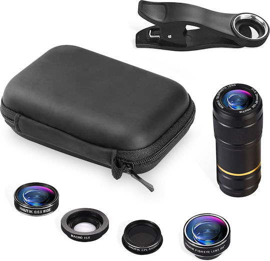 Kit Universal Lentile Smartphone Teleobiectiv Fisheye Unghi Larg 2 Macro