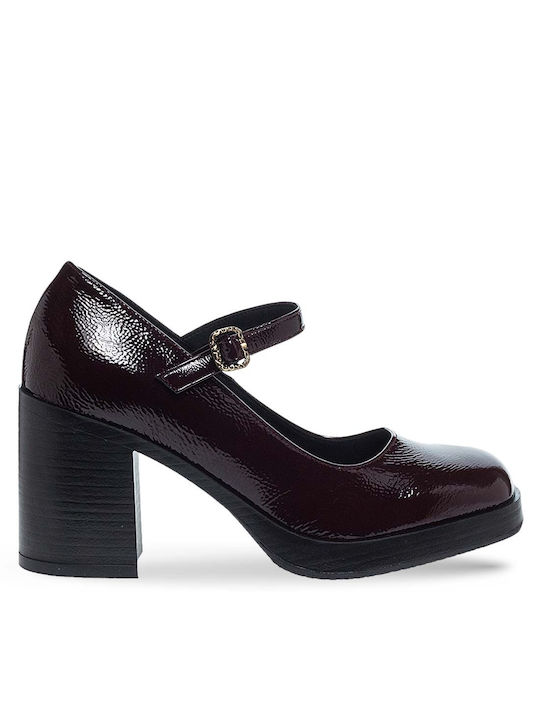 Maison Minrelle Leather Pointed Toe Burgundy Heels with Strap