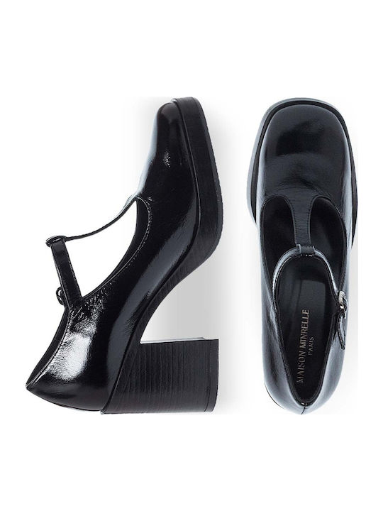 Leder Pumps mit Riemchen Schwarz