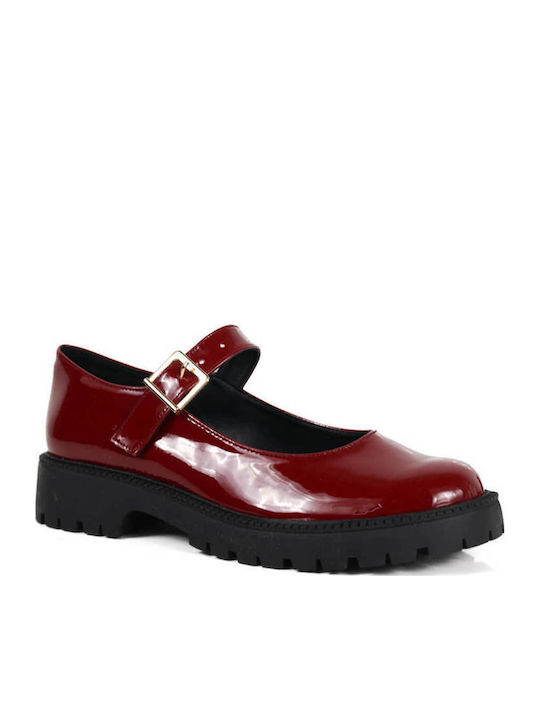 Burgunderrote Lackleder-Mary-Janes-Loafer
