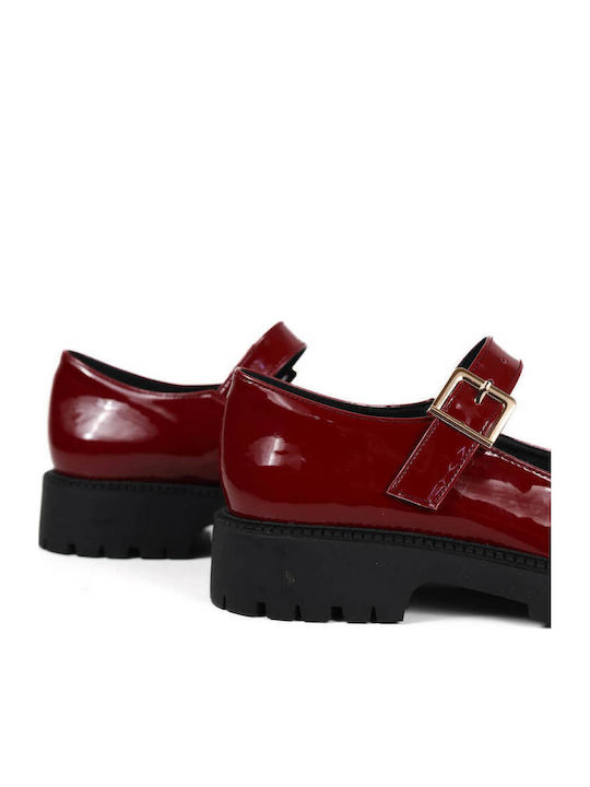 Burgunderrote Lackleder-Mary-Janes-Loafer