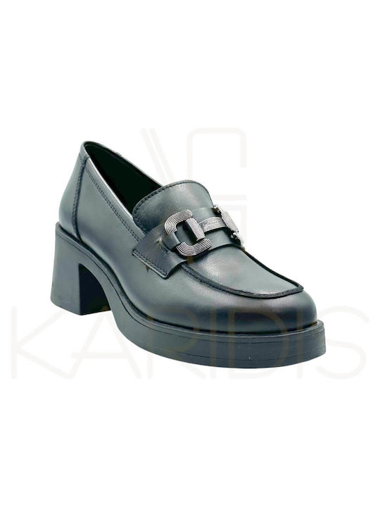 Ragazza Leather Black Medium Heels