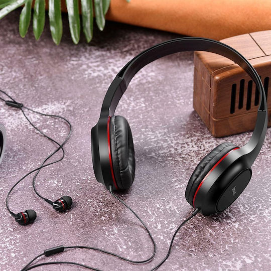 Hoco W19 Жични On Ear Слушалки Червени