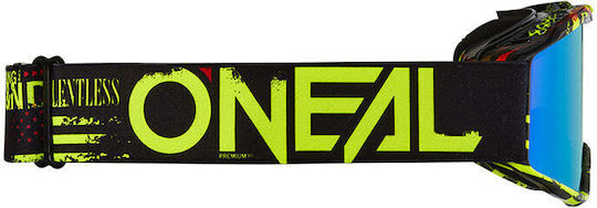 Oneal Mx Goggles B-10 V.24 Attack Junior Black Neon Yellow Iridium Mirror