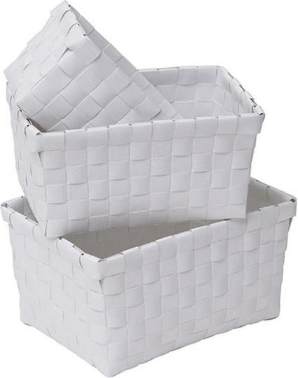 Wicker Storage Basket White 3 Pieces
