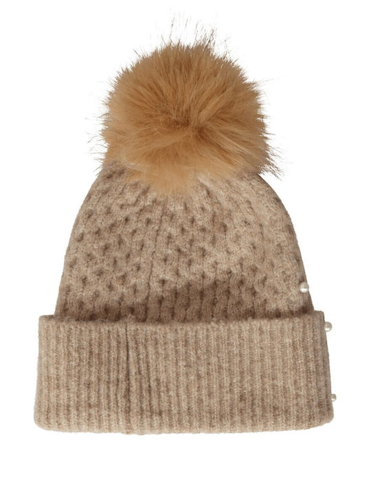 Maddie Beanie Γυναικείος Σκούφος Πλεκτός σε Μπεζ χρώμα