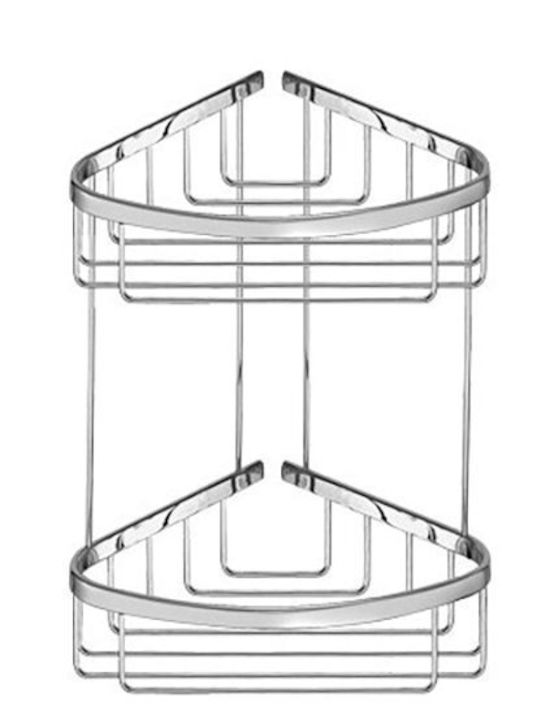 Sanco Extra Comfort Γωνιακή Επιτοίχια Ραφιέρα Μπάνιου Inox με 2 Ράφια 26x21x29cm