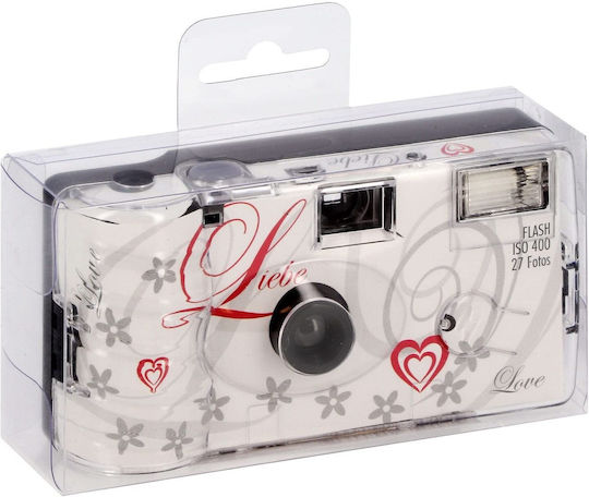 Happy Click Flash 400 Kamera Einmaliger Gebrauch Liebe Weiß