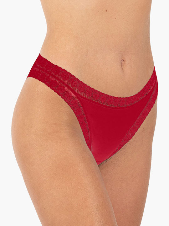 Underwear Γυναικείο Slip με Δαντέλα Μπορντό