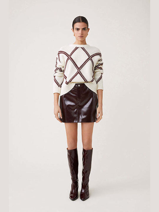 Suncoo Leather Mini Skirt BORDO