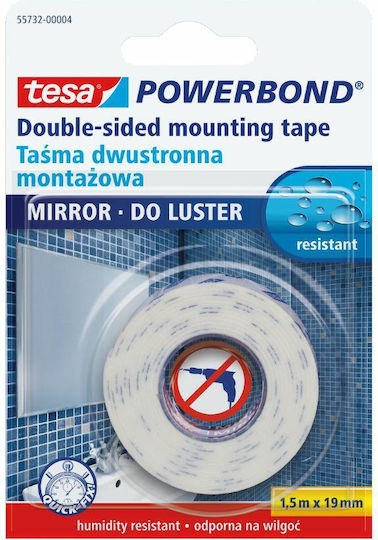 Tesa Powerbond Self-Adhesive Double-Sided Tape Transparent 19mmx1.5m 1pcs 55732-00004-00