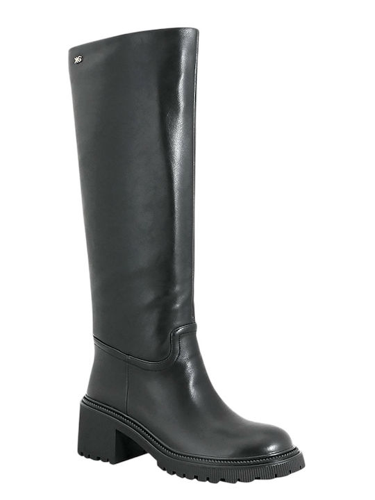 Gianna Kazakou Leather Women's Boots with Medium Heel Black