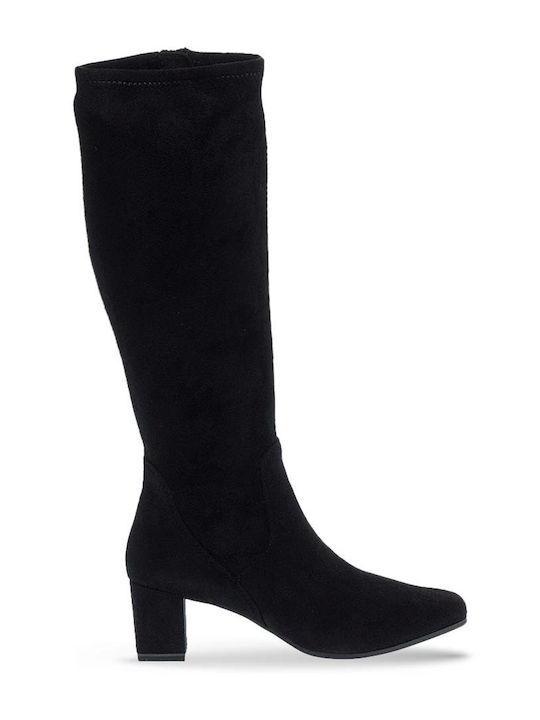 Caprice Suede Women's Boots with Medium Heel Black