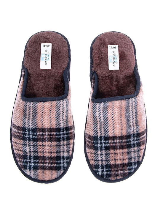 Amaryllis Slippers Men's Printed Slippers with Fur Burgundy